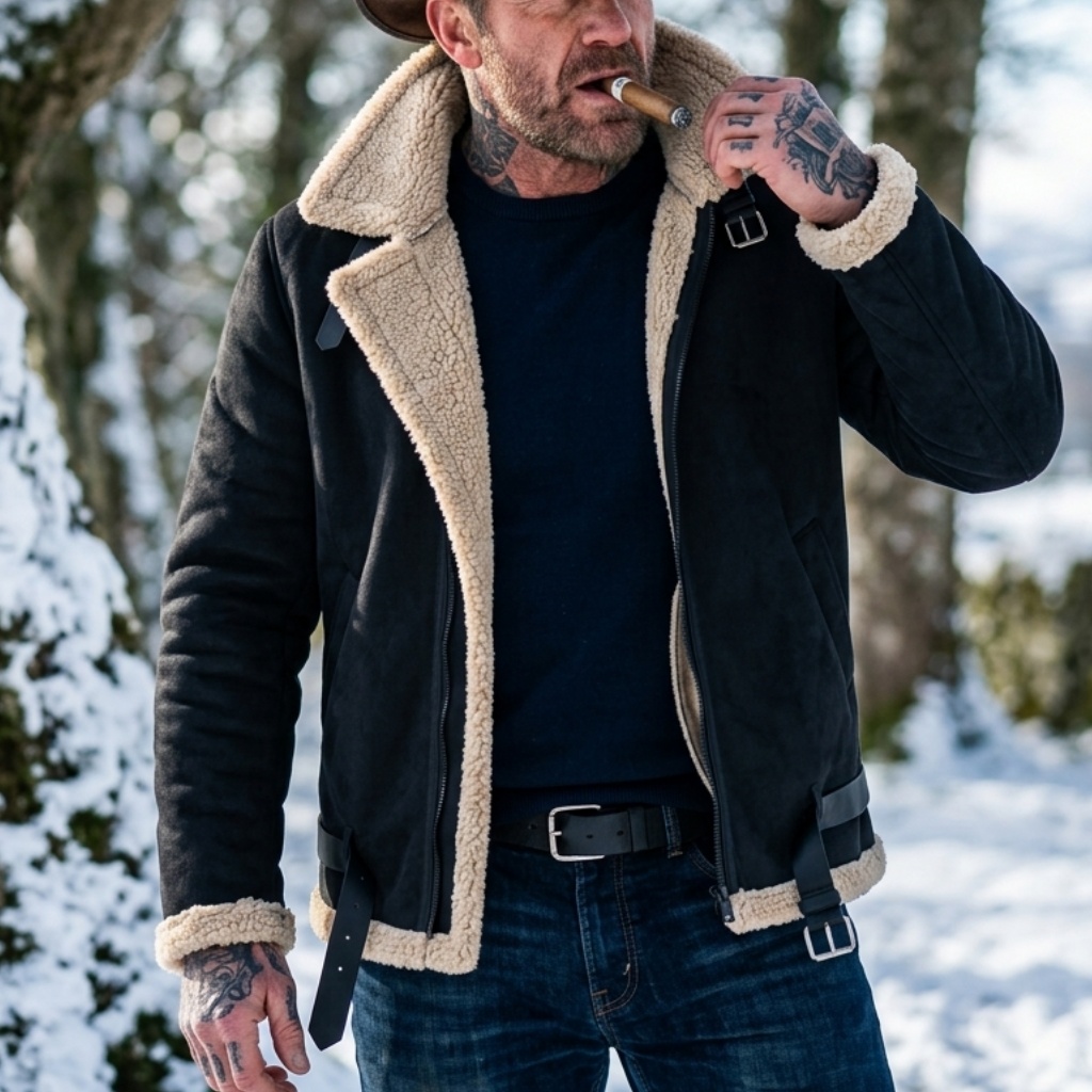 Outdoor Hunting Coat - جاكيت شتوي رجالي من الجلد المدبوغ